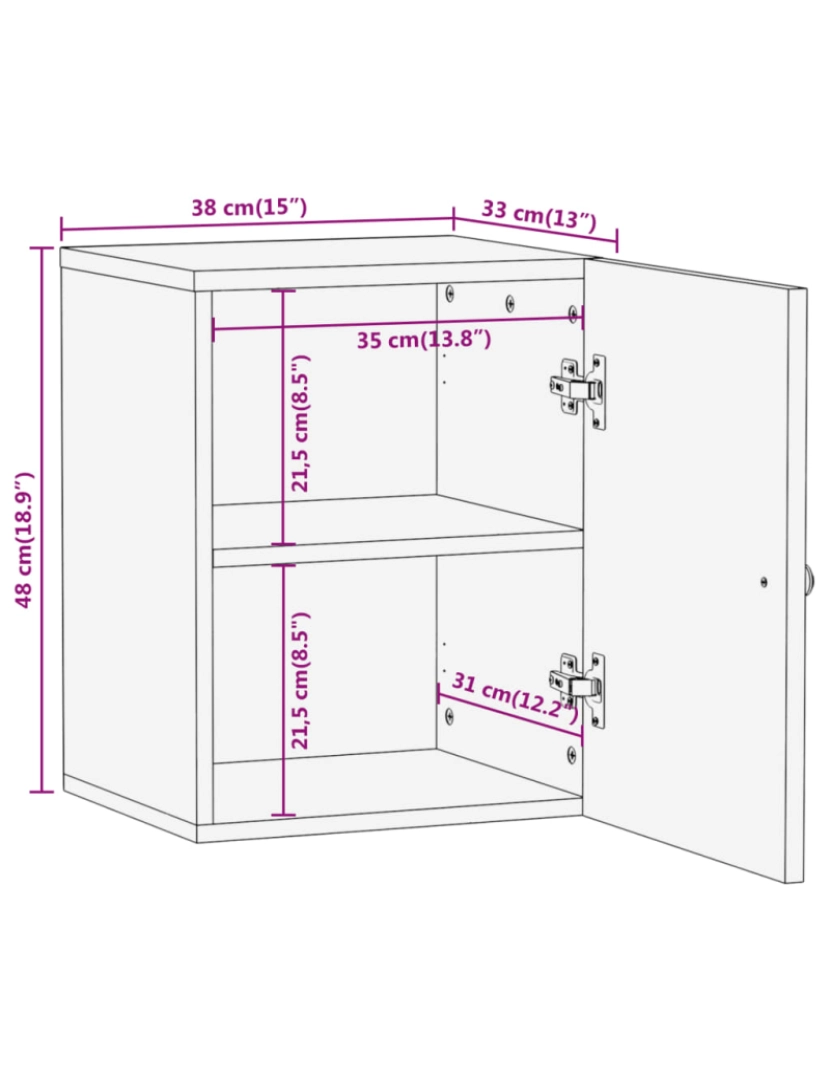 imagem de vidaXL Armário de parede p/ casa de banho 38x33x48 cm acácia maciça11