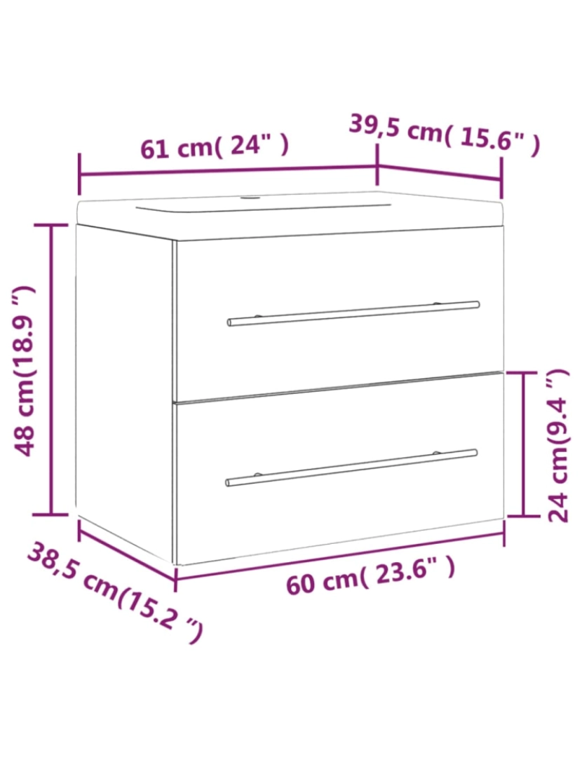 imagem de vidaXL Armário c/ lavatório embutido derivados madeira carvalho fumado11