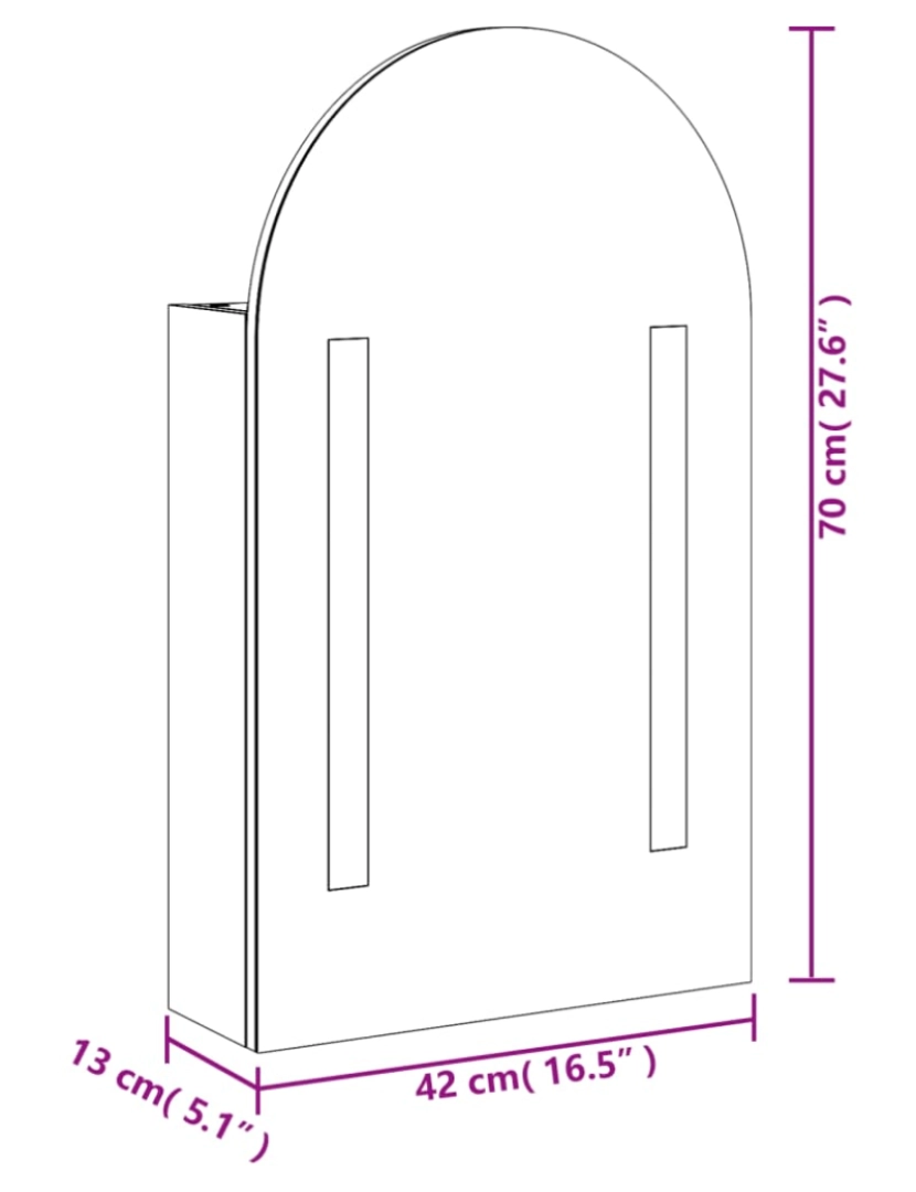 imagem de vidaXL Armário espelhado arqueado p/ casa de banho c/ luz LED cinzento11