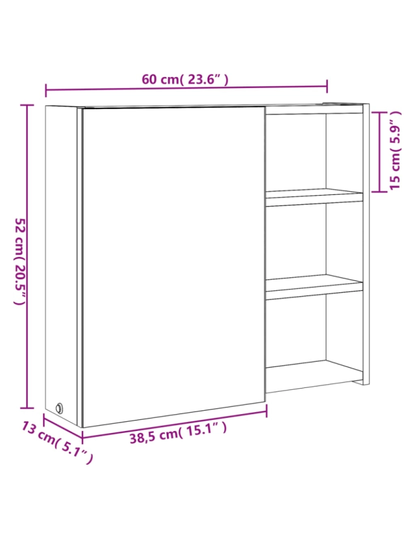 imagem de vidaXL Armário espelhado p/ casa de banho c/ LEDs 60x13x52cm branco11