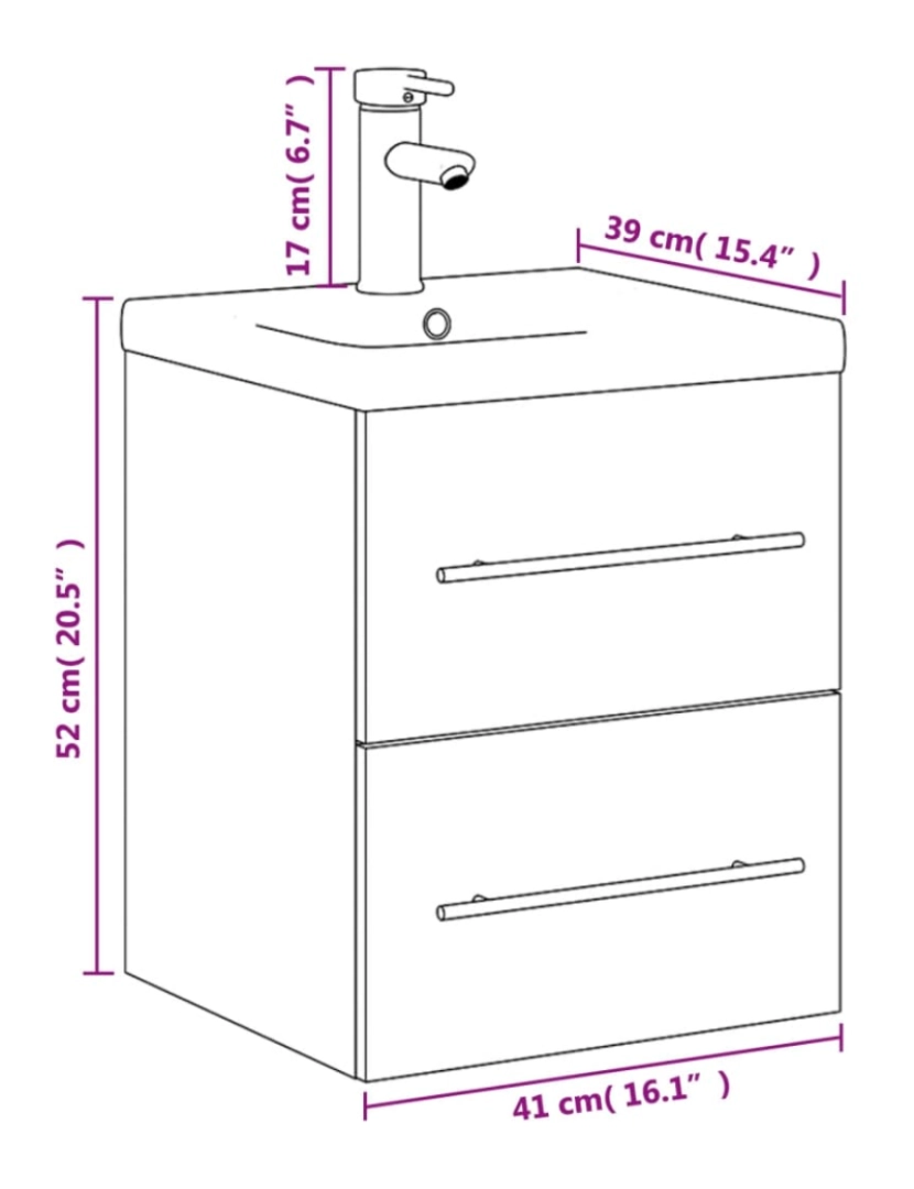 imagem de vidaXL Armário de casa de banho com lavatório embutido cinza cimento11