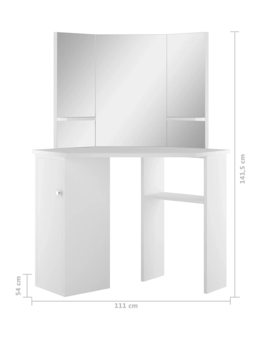 imagem de vidaXL Mesa de maquilhagem/toucador de canto branco11