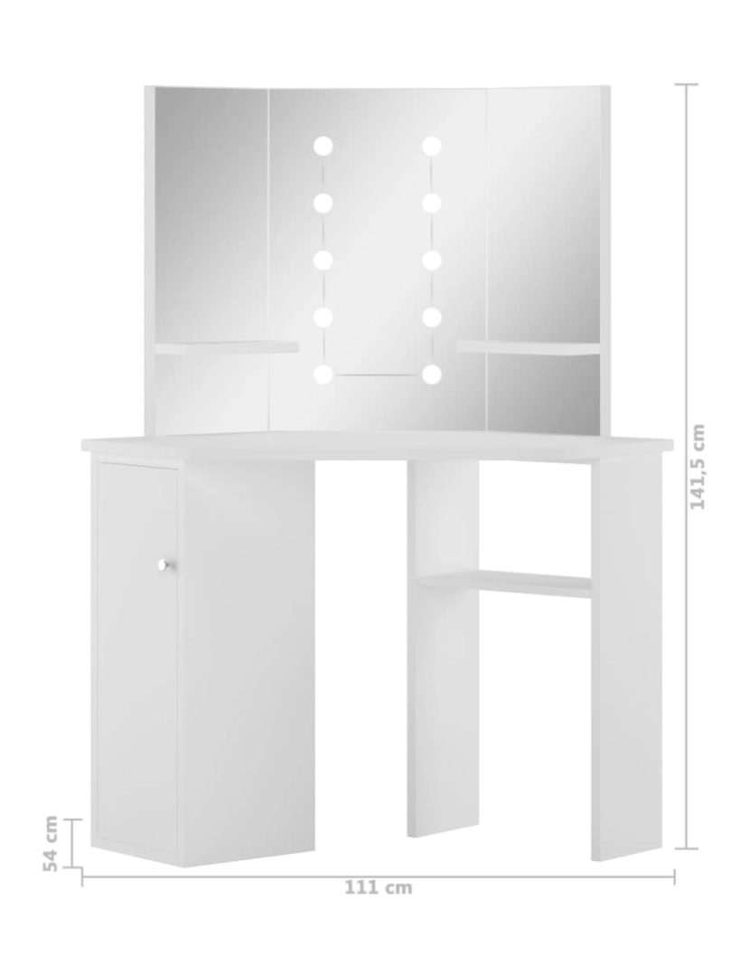 imagem de vidaXL Mesa de maquilhagem/toucador com luzes LED branco claro11