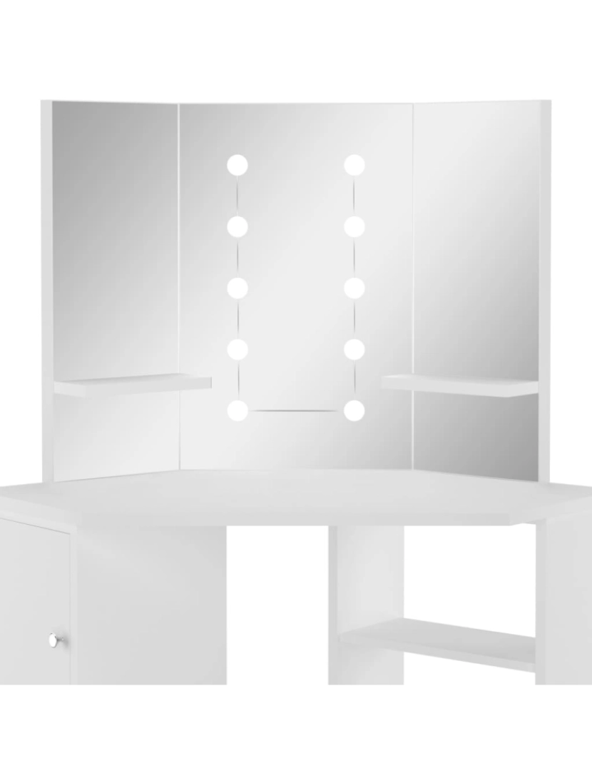 imagem de vidaXL Mesa de maquilhagem/toucador com luzes LED branco claro9