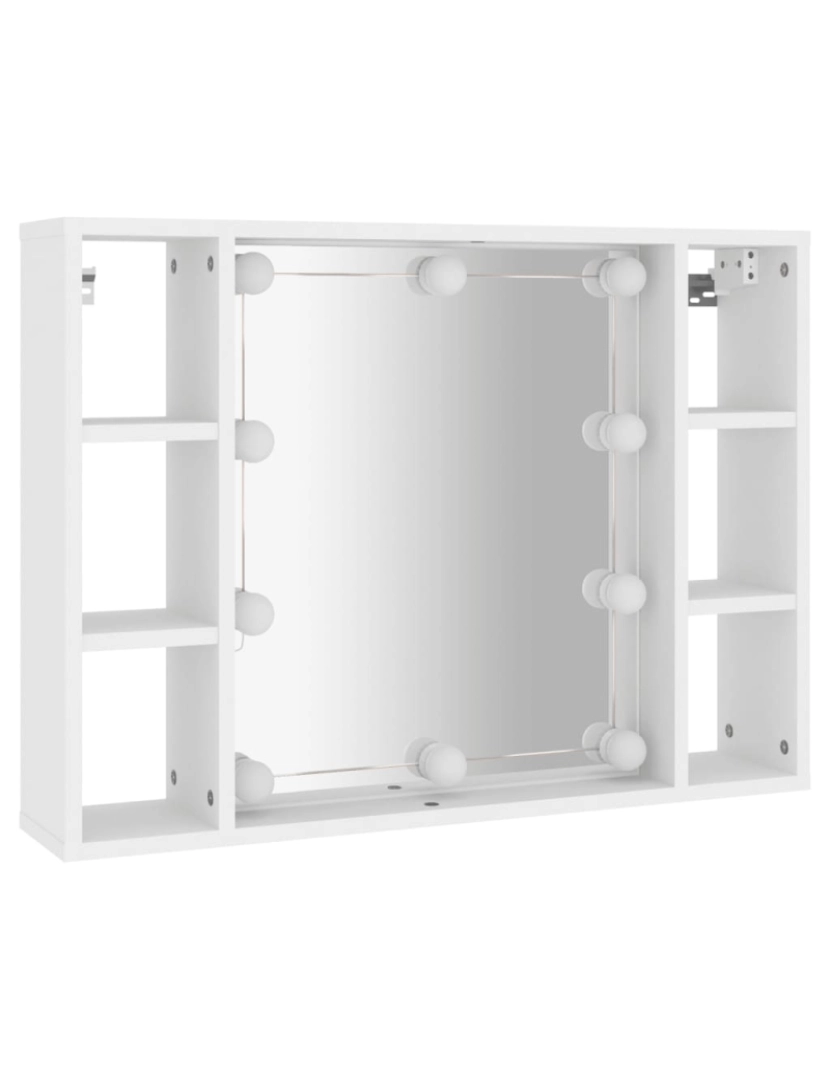 imagem de vidaXL Armário espelhado com luzes LED 76x15x55 cm branco4