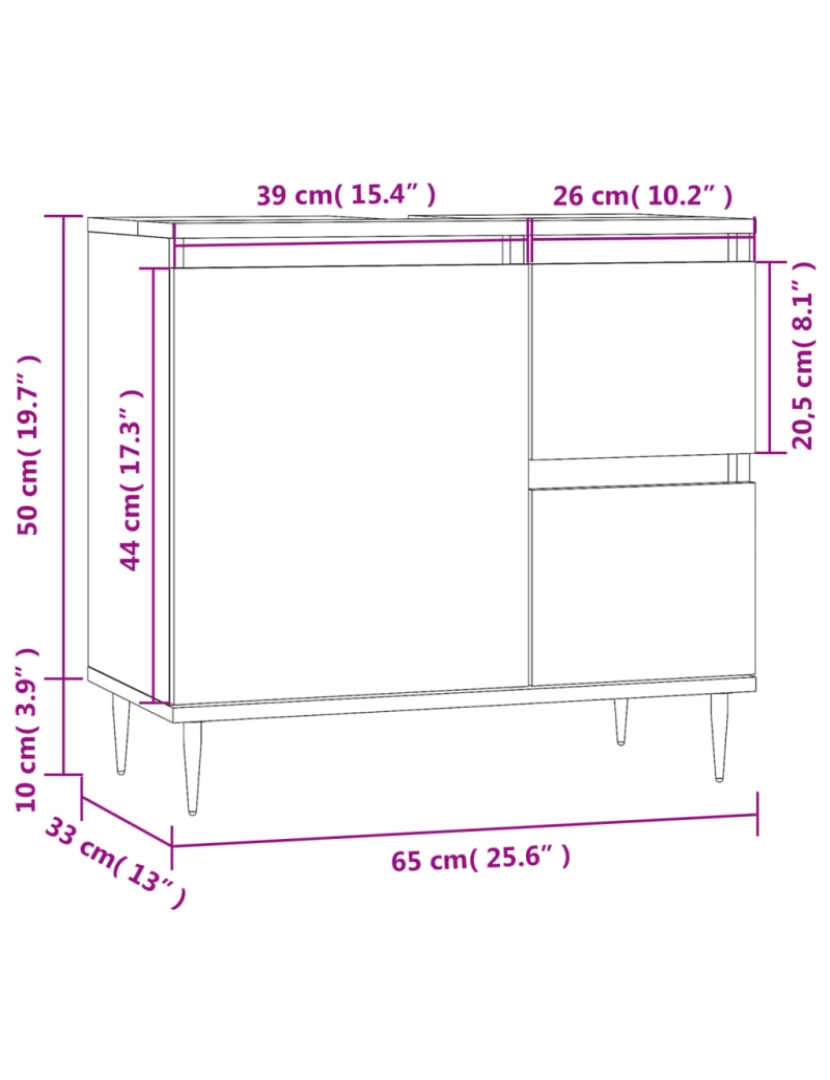 imagem de vidaXL Armário WC 65x33x60 cm derivados de madeira cinzento cimento11