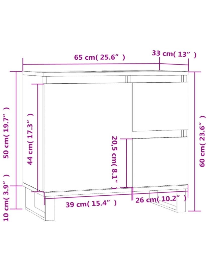 imagem de vidaXL Armário casa 65x33x60 cm derivados de madeira branco brilhante11