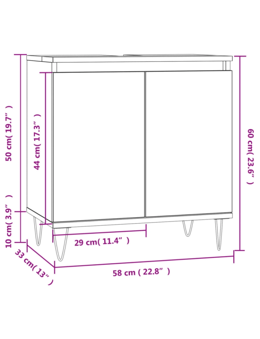 imagem de vidaXL Armário casa de banho 58x33x60 cm deriv.madeira carvalho fumado11