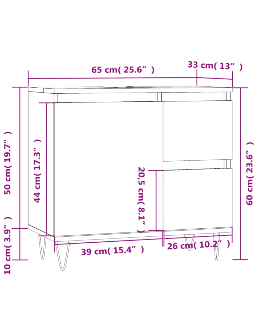 imagem de vidaXL Armário WC 65x33x60 cm derivados de madeira cinzento cimento11