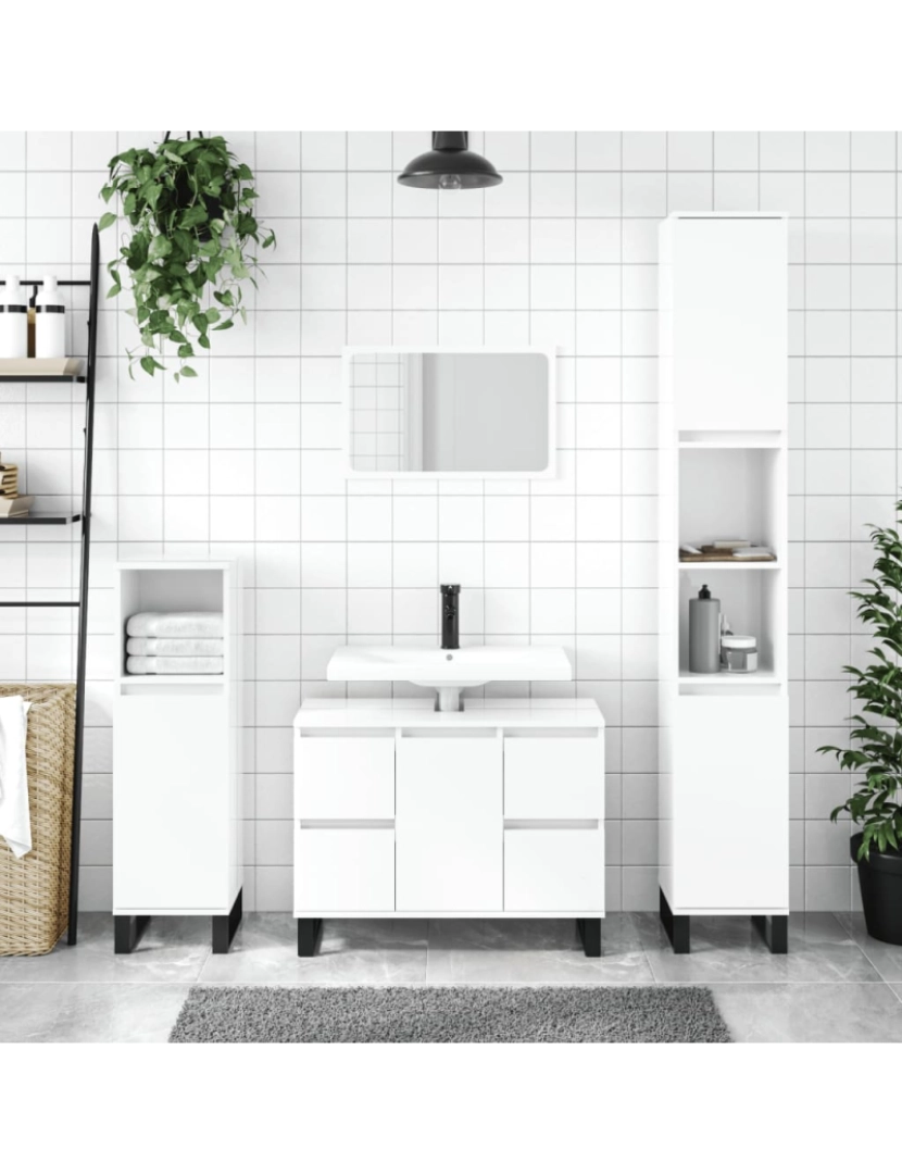 Vidaxl - vidaXL Armário WC 80x33x60 cm derivados de madeira branco brilhante