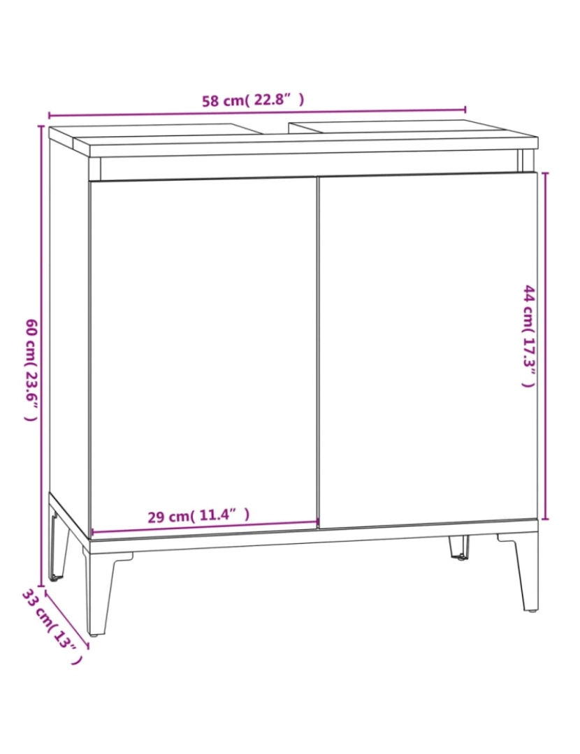 imagem de vidaXL Armário de lavatório 58x33x60 cm derivados de madeira branco11