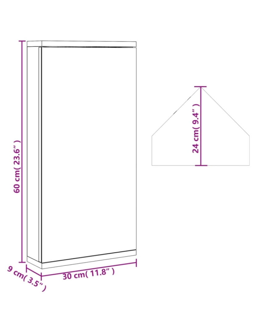 imagem de vidaXL Armário espelhado de canto p/ casa de banho 30x24x60 cm branco10