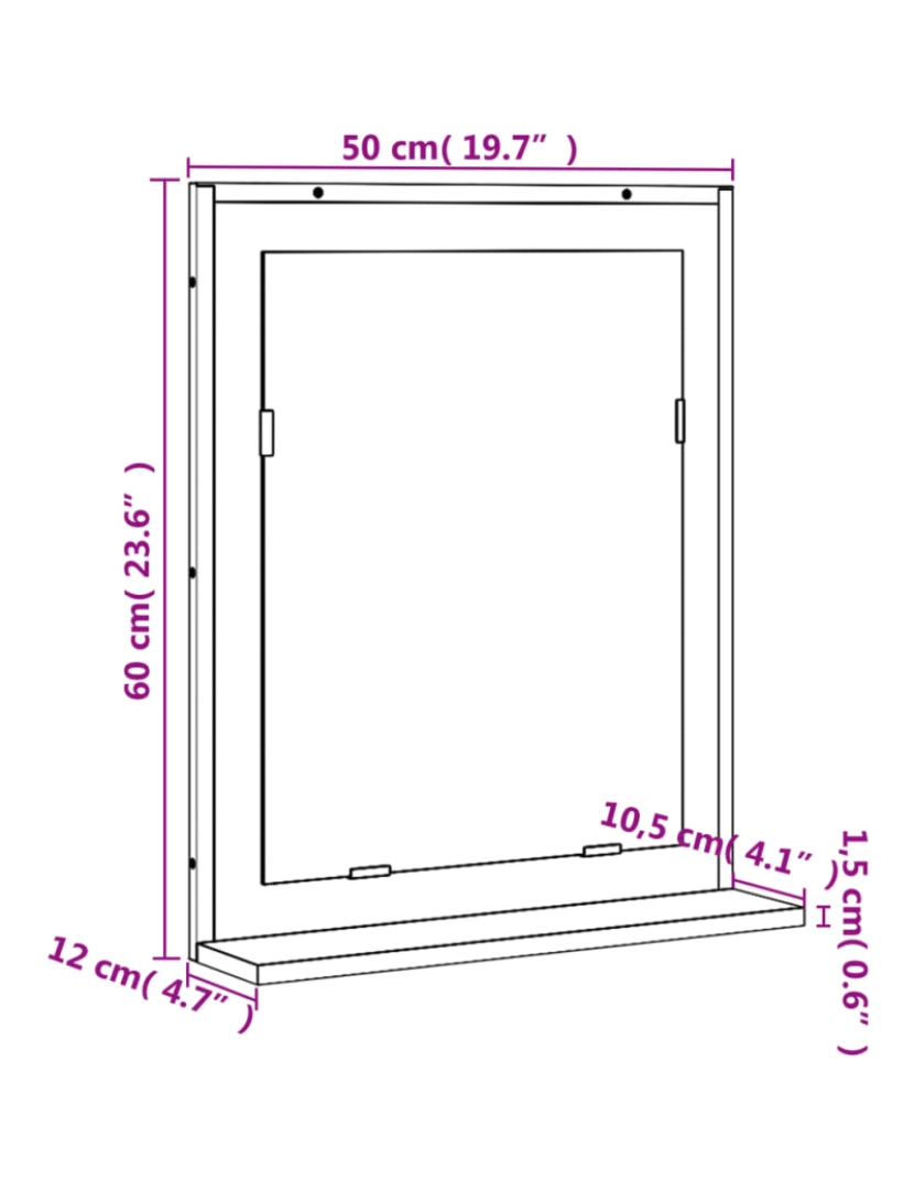 imagem de vidaXL Espelho de WC c/ prateleira derivados madeira carvalho sonoma10