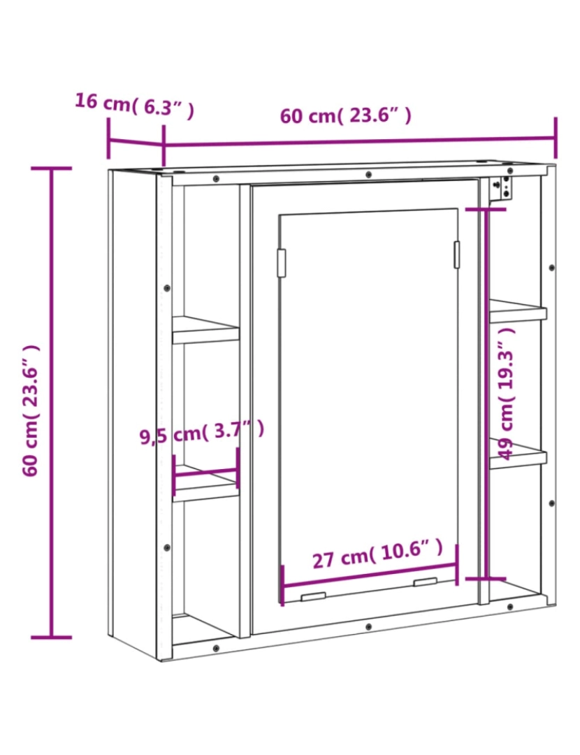 imagem de vidaXL Armário casa banho c/ espelho derivados madeira cinzento sonoma11
