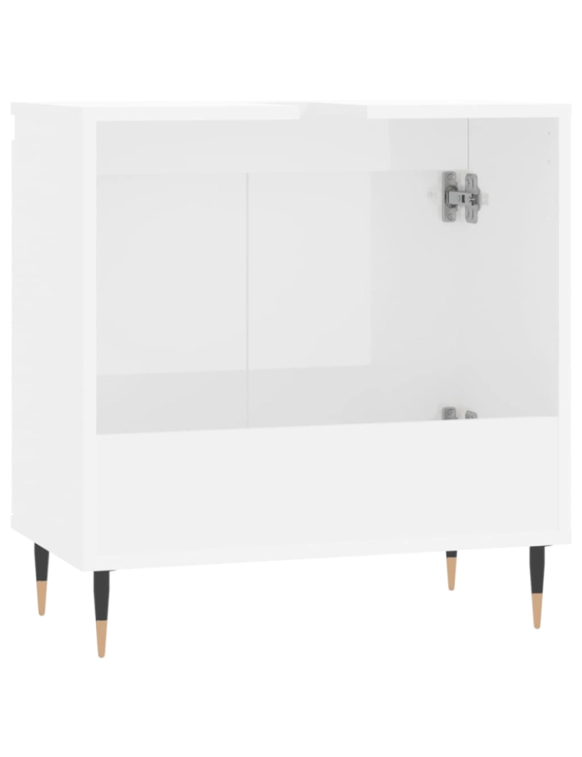 imagem de vidaXL Armário casa banho 58x33x60 cm deriv. madeira branco brilhante8