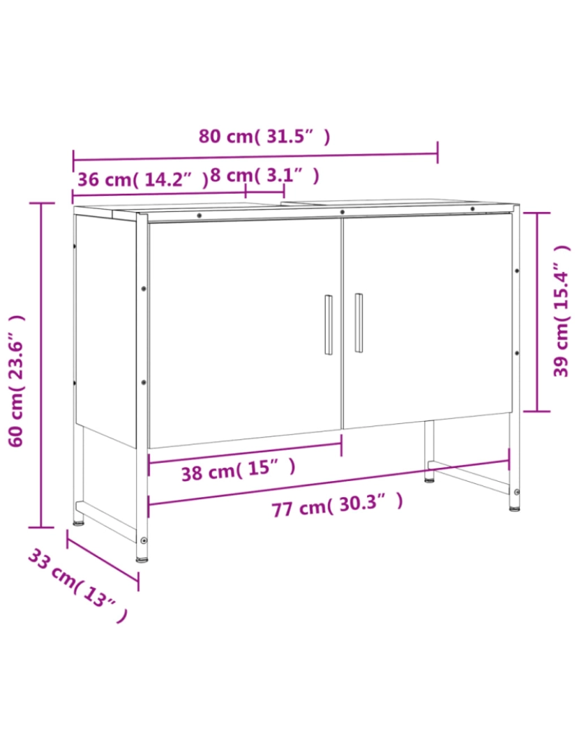 imagem de vidaXL Armário p/ lavatório WC 80x33x60 cm deriv.madeira cinza sonoma11