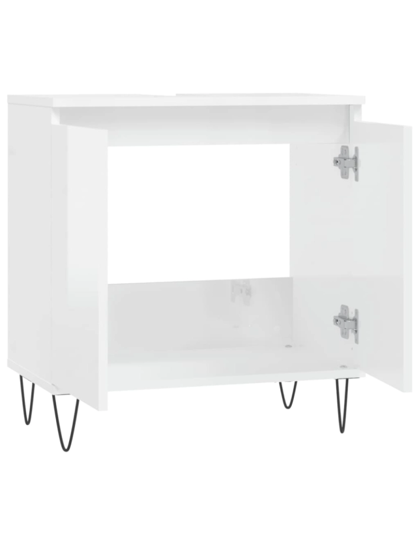 imagem de vidaXL Armário casa banho 58x33x60 cm deriv. madeira branco brilhante6