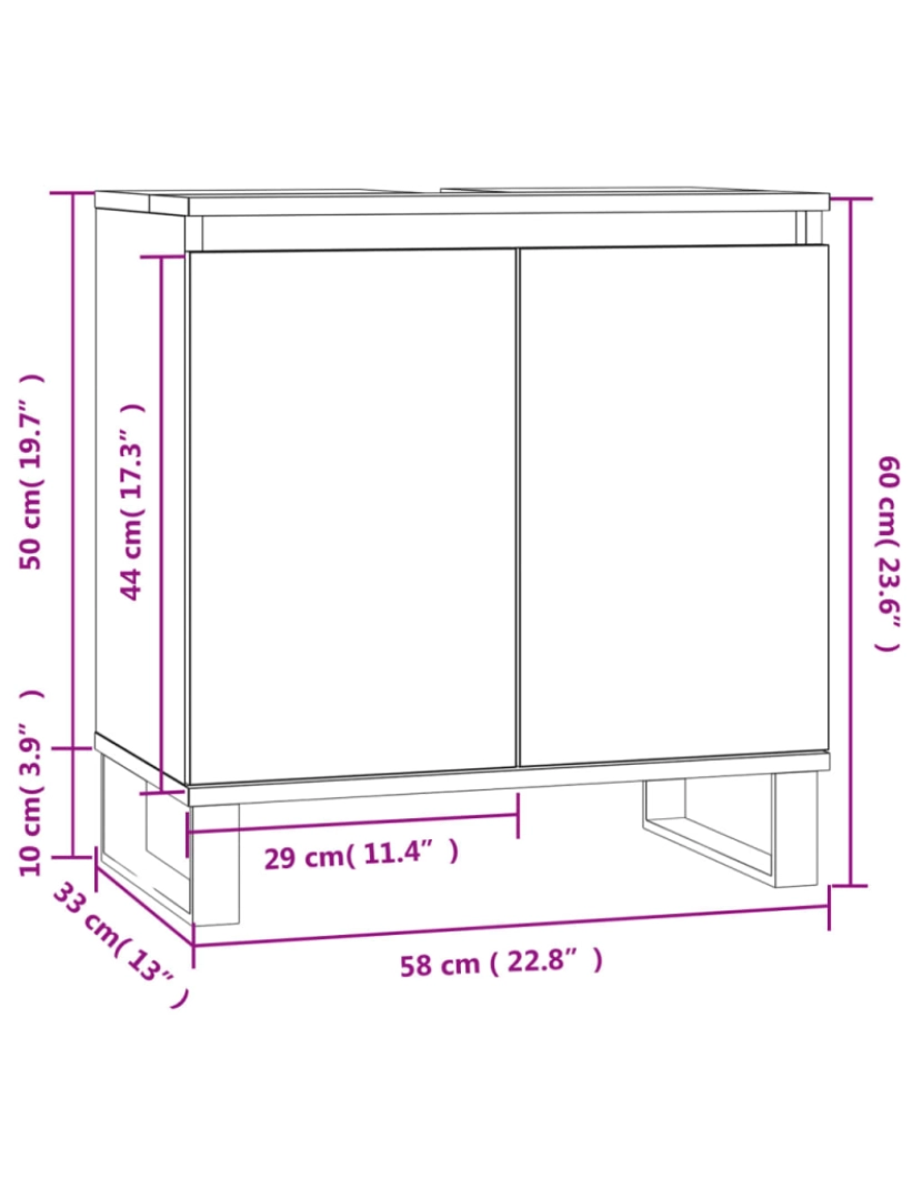 imagem de vidaXL Armário casa de banho 58x33x60cm derivados madeira cinza sonoma11