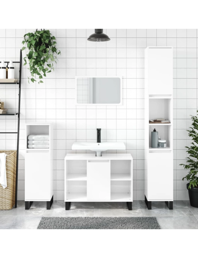 Vidaxl - vidaXL Armário WC 80x33x60 cm derivados de madeira branco brilhante