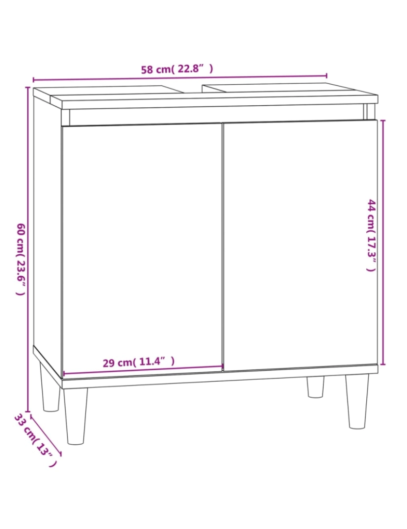 imagem de vidaXL Armário de lavatório 58x33x60 cm derivados de madeira branco11