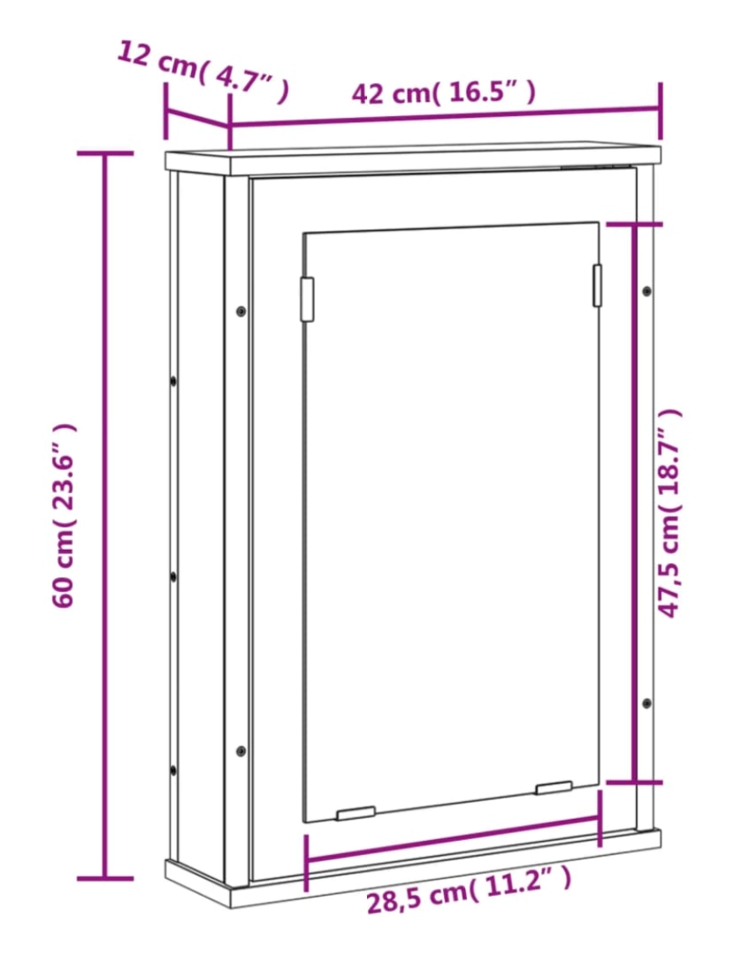 imagem de vidaXL Armário casa banho c/ espelho 42x12x60 cm deriv. madeira preto11