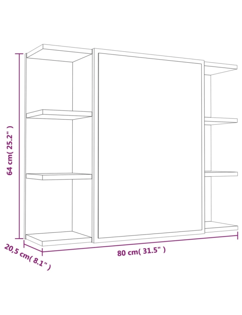 imagem de vidaXL Armário espelhado casa de banho 80x20,5x64 cm madeira fumado11
