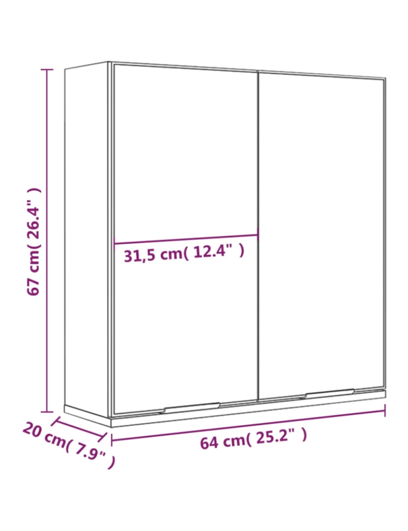 imagem de vidaXL Armário espelhado de casa de banho 64x20x67 cm cinzento-cimento11