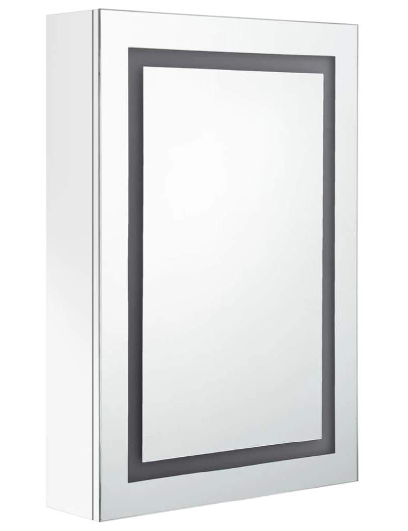 imagem de vidaXL Armário espelhado casa de banho LED 50x13x70cm branco brilhante4