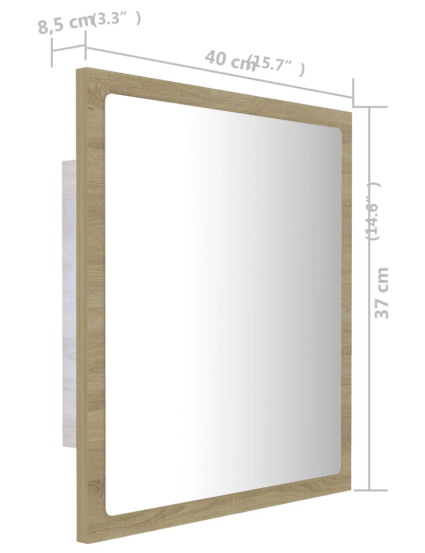 imagem de vidaXL Espelho casa banho c/ LED 40x8,5x37 cm acrílico carvalho sonoma11