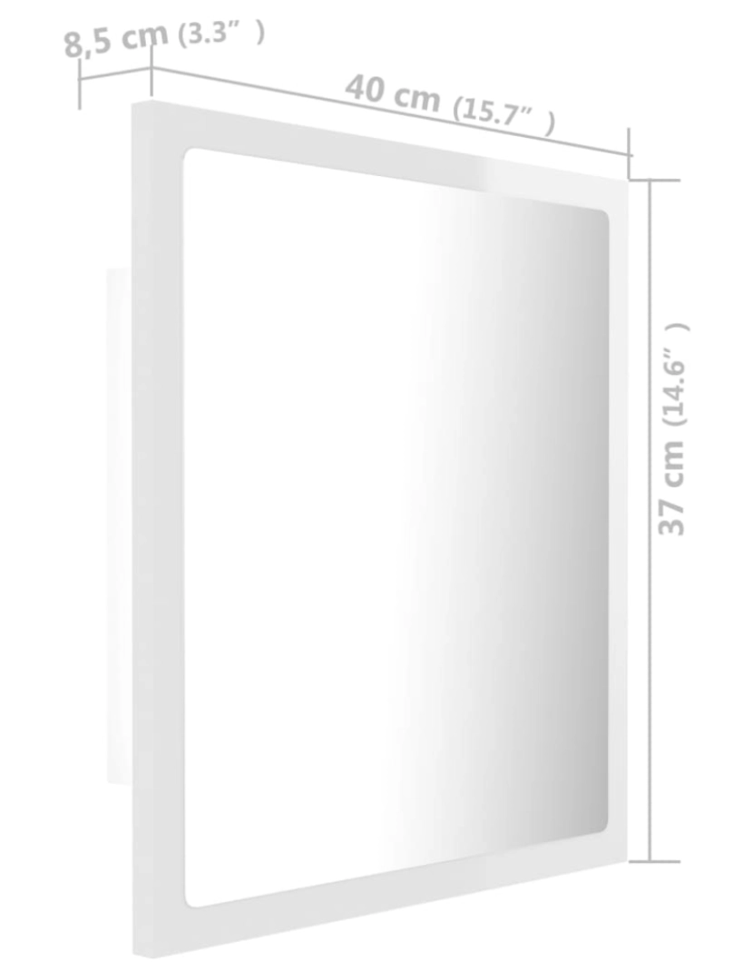 imagem de vidaXL Espelho casa banho c/ LED 40x8,5x37cm acrílico branco brilhante11