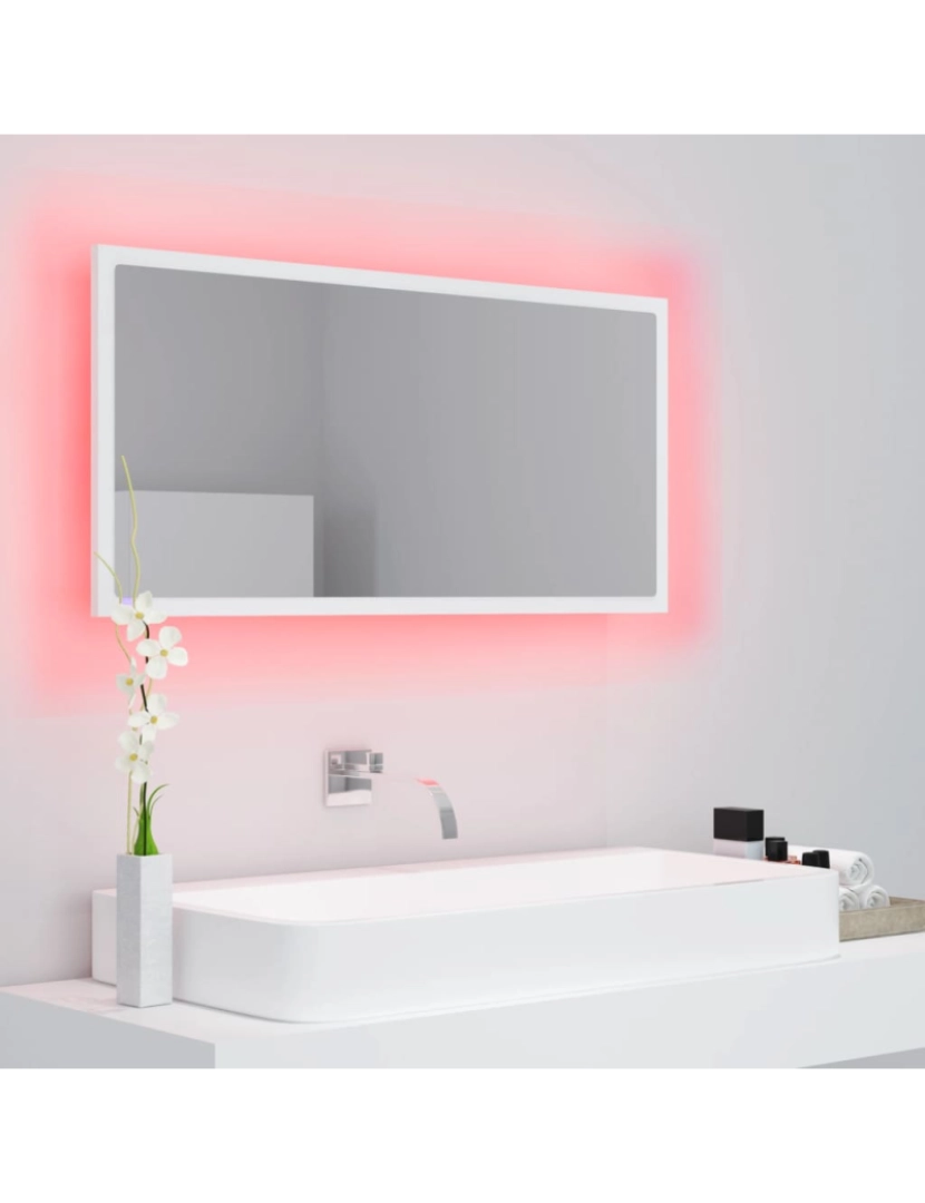 imagem de vidaXL Espelho de casa de banho com LED 90x8,5x37 cm acrílico branco10