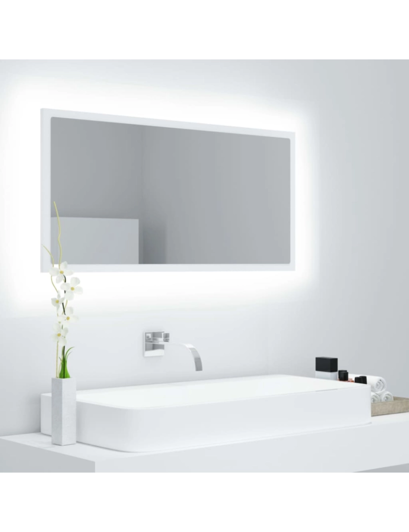 imagem de vidaXL Espelho de casa de banho com LED 90x8,5x37 cm acrílico branco2