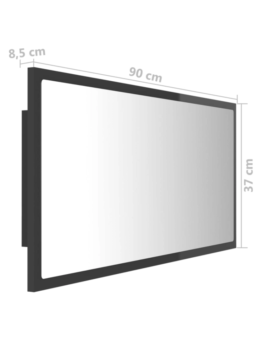 imagem de vidaXL Espelho casa banho c/ LED 90x8,5x37 cm acrílico cinza brilhante11