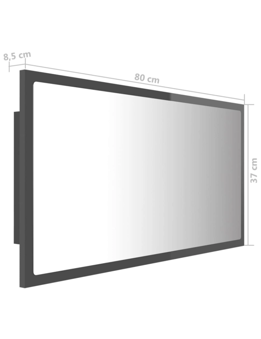 imagem de vidaXL Espelho casa banho c/ LED 80x8,5x37 cm acrílico cinza brilhante11