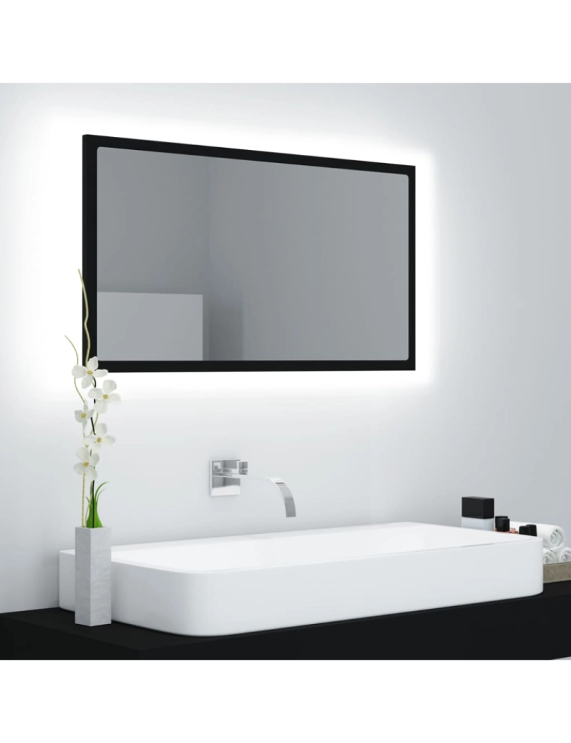 Vidaxl - vidaXL Espelho de casa de banho c/ LED 80x8,5x37 cm acrílico preto