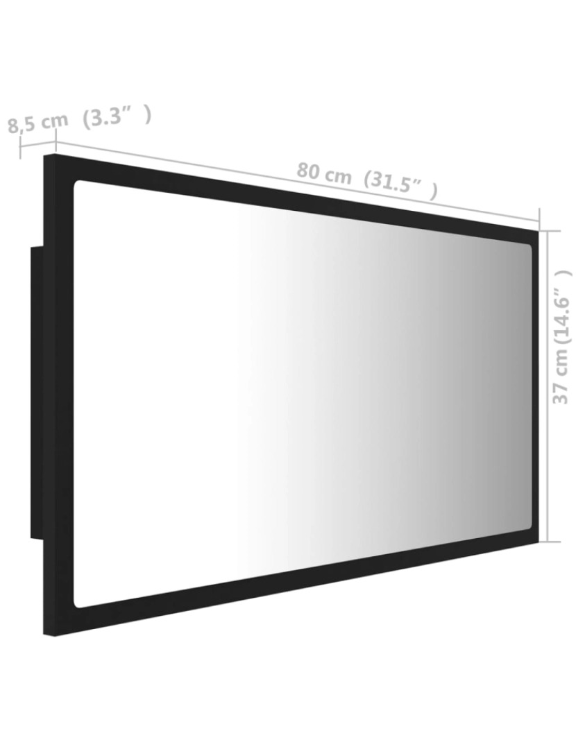 imagem de vidaXL Espelho de casa de banho c/ LED 80x8,5x37 cm acrílico preto11