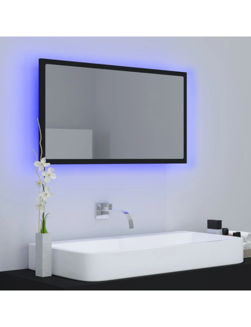 imagem de vidaXL Espelho de casa de banho c/ LED 80x8,5x37 cm acrílico preto4