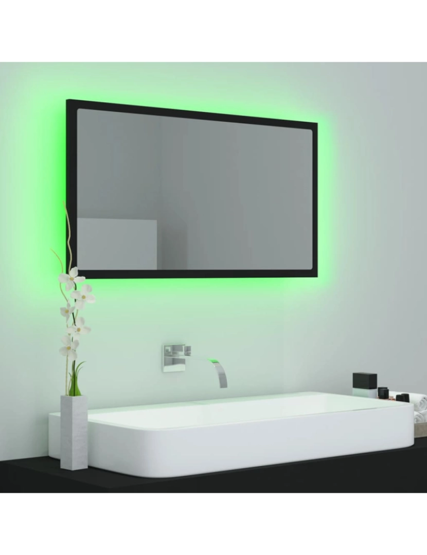 imagem de vidaXL Espelho de casa de banho c/ LED 80x8,5x37 cm acrílico preto5