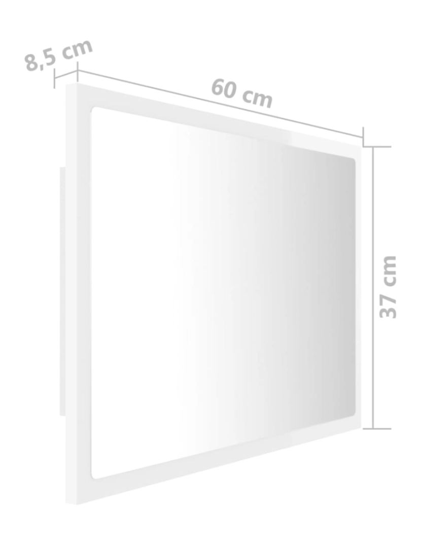 imagem de vidaXL Espelho casa banho c/ LED 60x8,5x37cm acrílico branco brilhante11