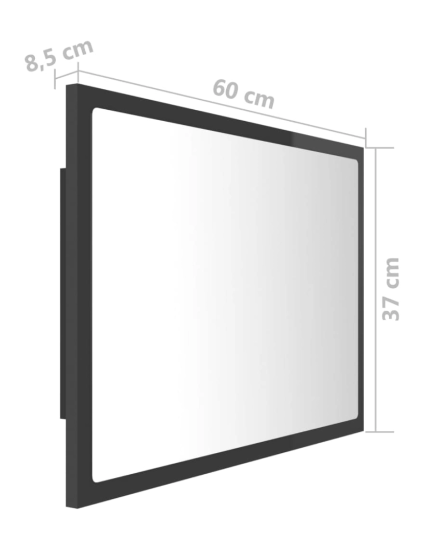 imagem de vidaXL Espelho casa banho c/ LED 60x8,5x37 cm acrílico cinza brilhante11