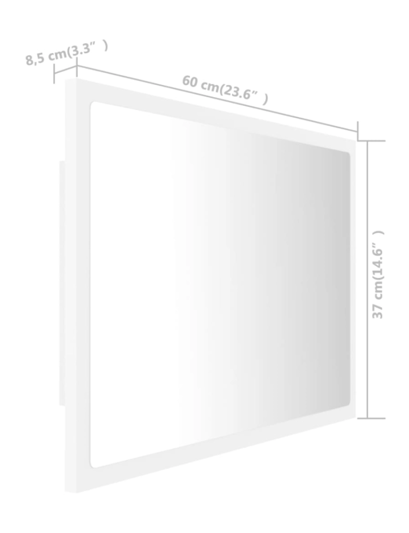 imagem de vidaXL Espelho de casa de banho com LED 60x8,5x37cm acrílico branco11