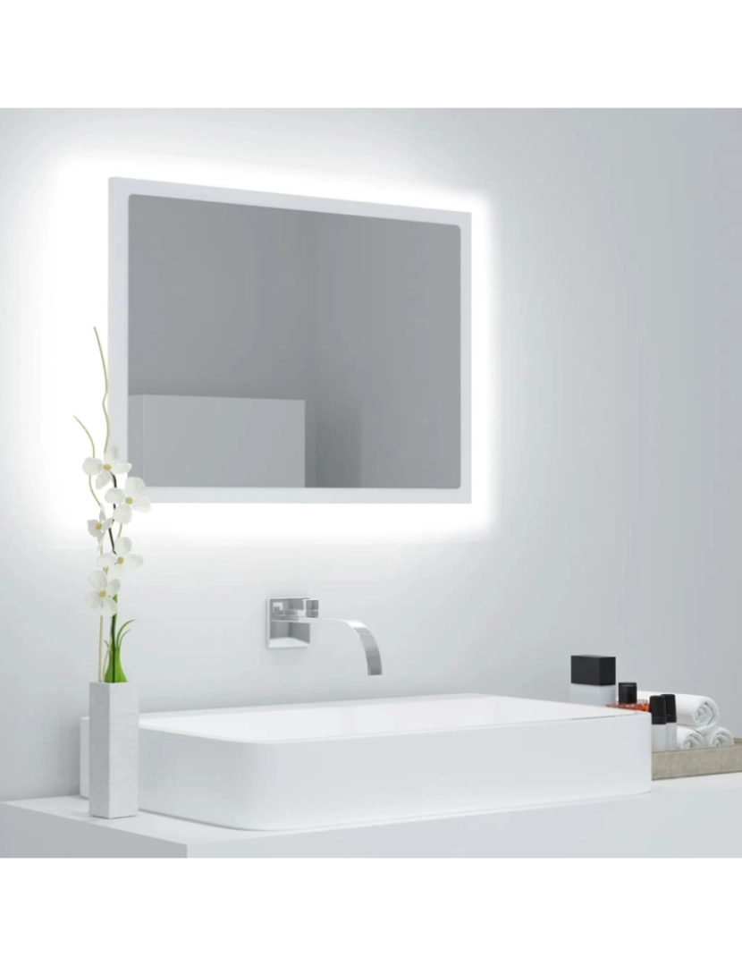 imagem de vidaXL Espelho de casa de banho com LED 60x8,5x37cm acrílico branco2