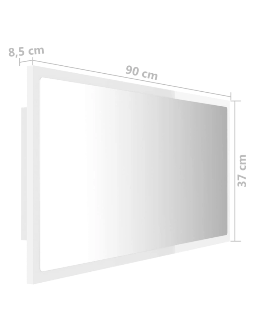 imagem de vidaXL Espelho casa banho c/ LED 90x8,5x37cm acrílico branco brilhante11