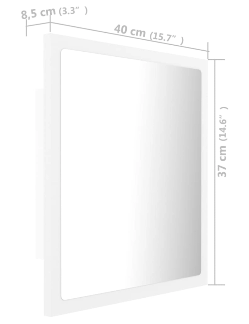 imagem de vidaXL Espelho de casa de banho com LED 40x8,5x37 cm acrílico branco11