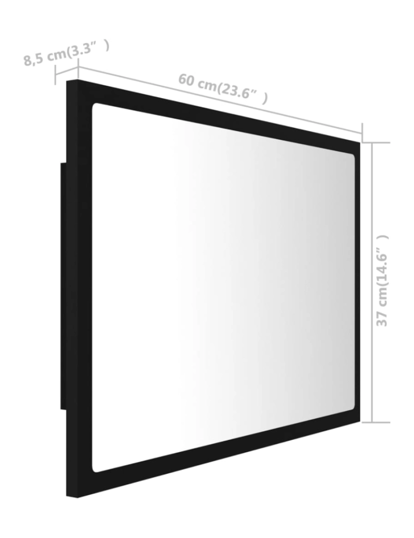 imagem de vidaXL Espelho de casa de banho com LED 60x8,5x37 cm acrílico preto11