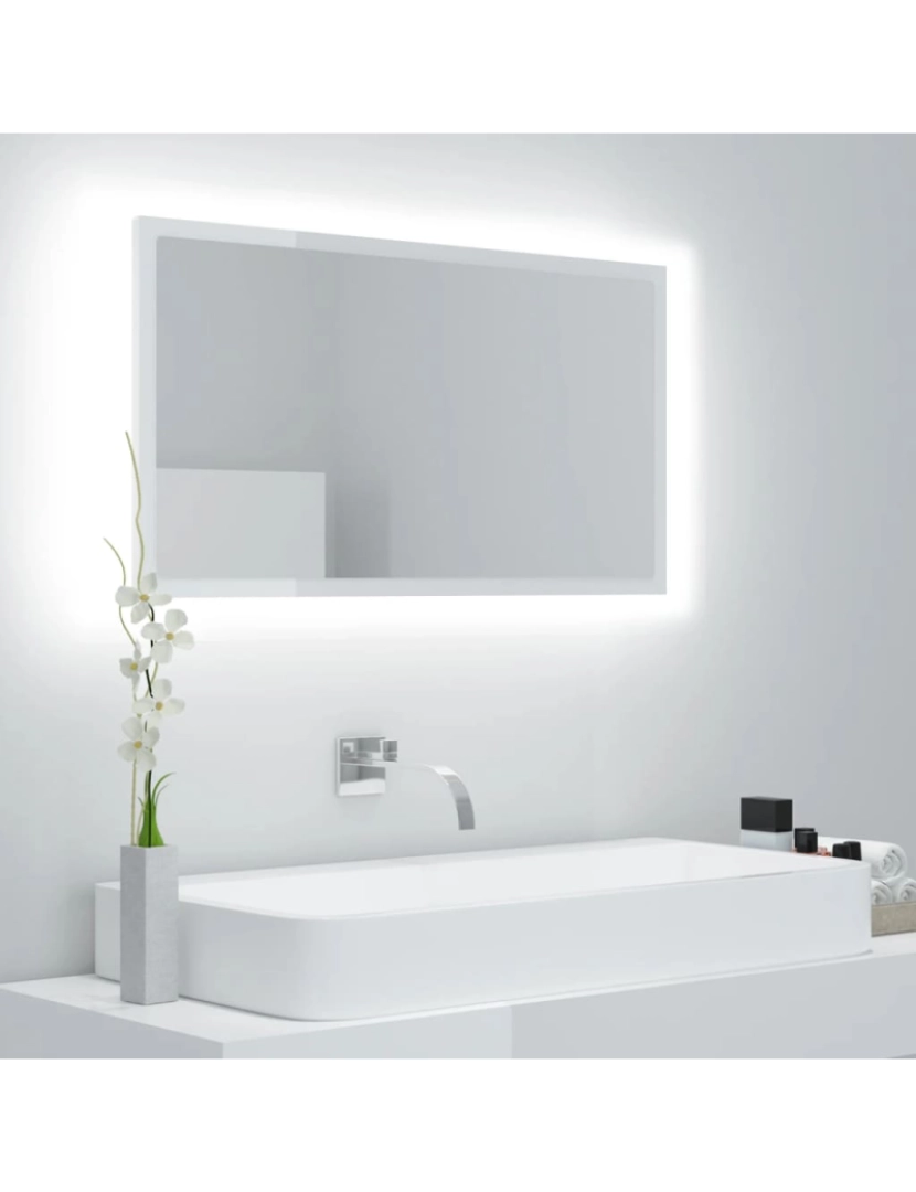 Vidaxl - vidaXL Espelho casa banho c/ LED 80x8,5x37cm acrílico branco brilhante