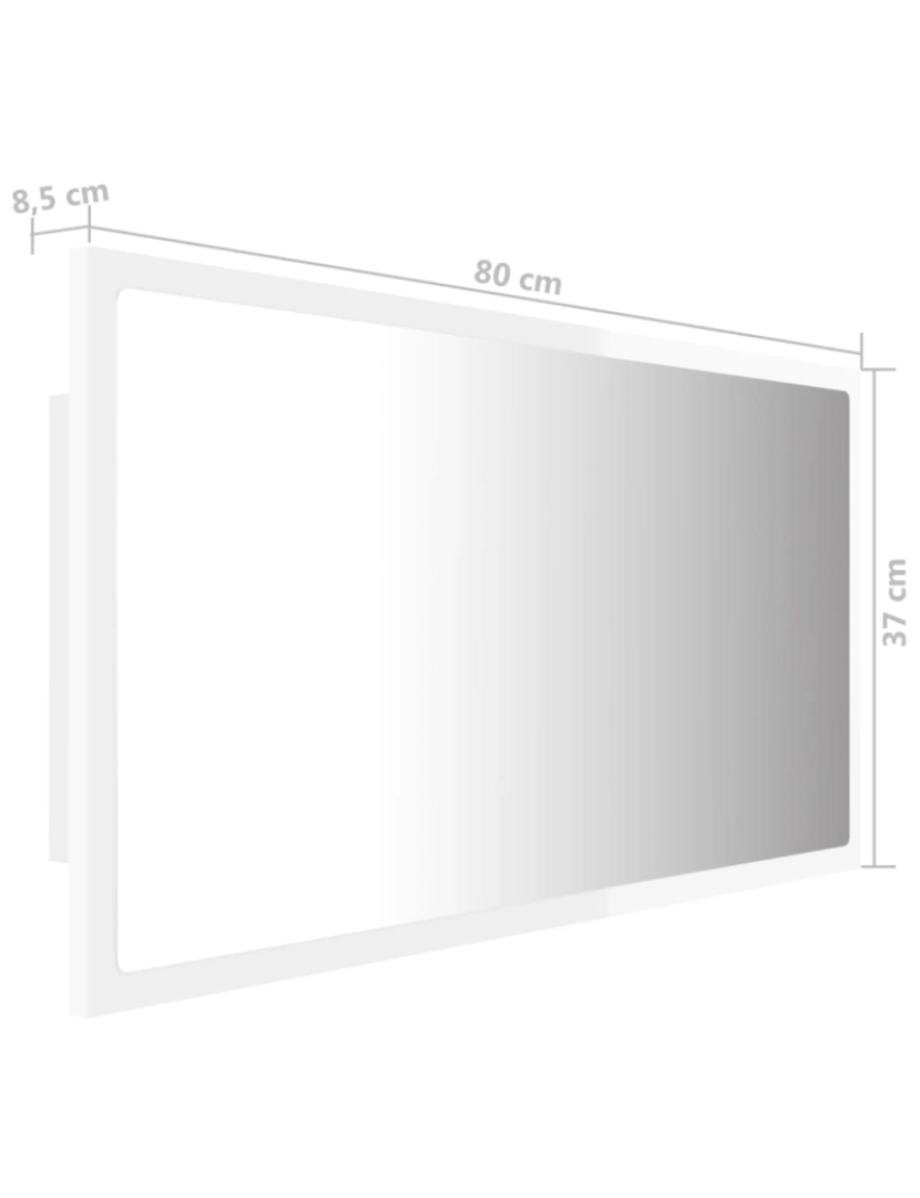 imagem de vidaXL Espelho casa banho c/ LED 80x8,5x37cm acrílico branco brilhante11