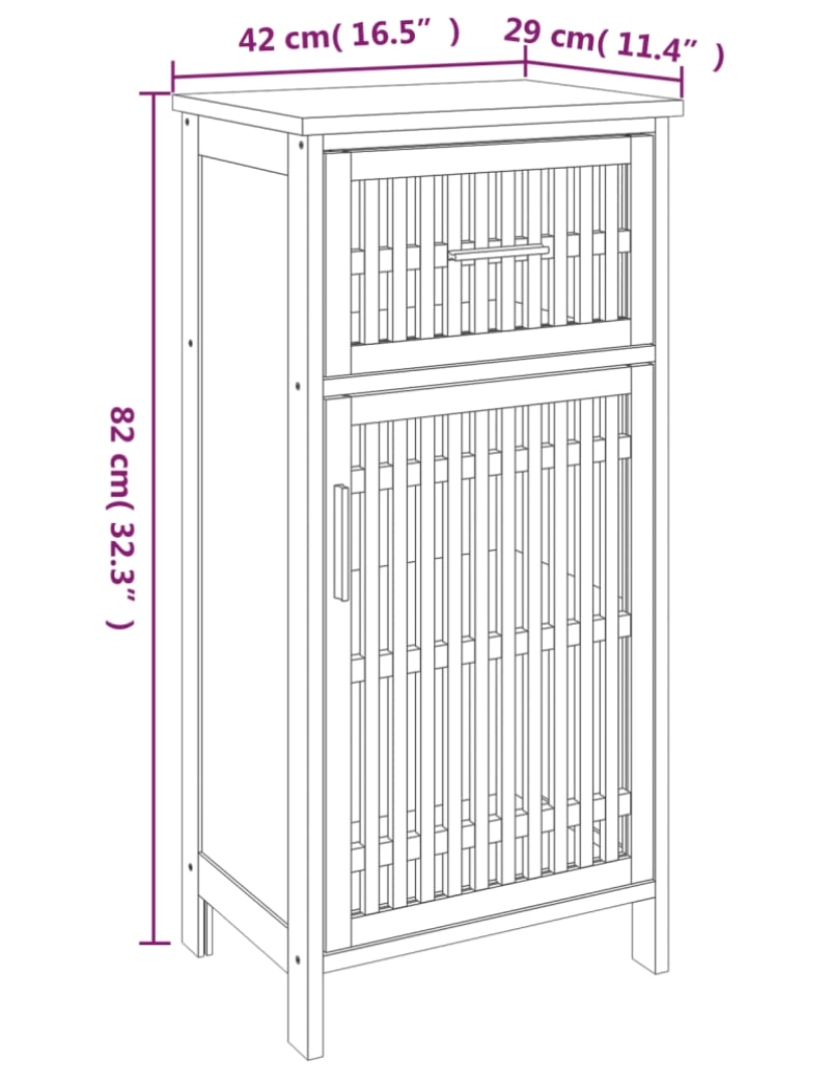 imagem de vidaXL Armário de casa de banho 42x29x82 cm madeira de nogueira maciça8