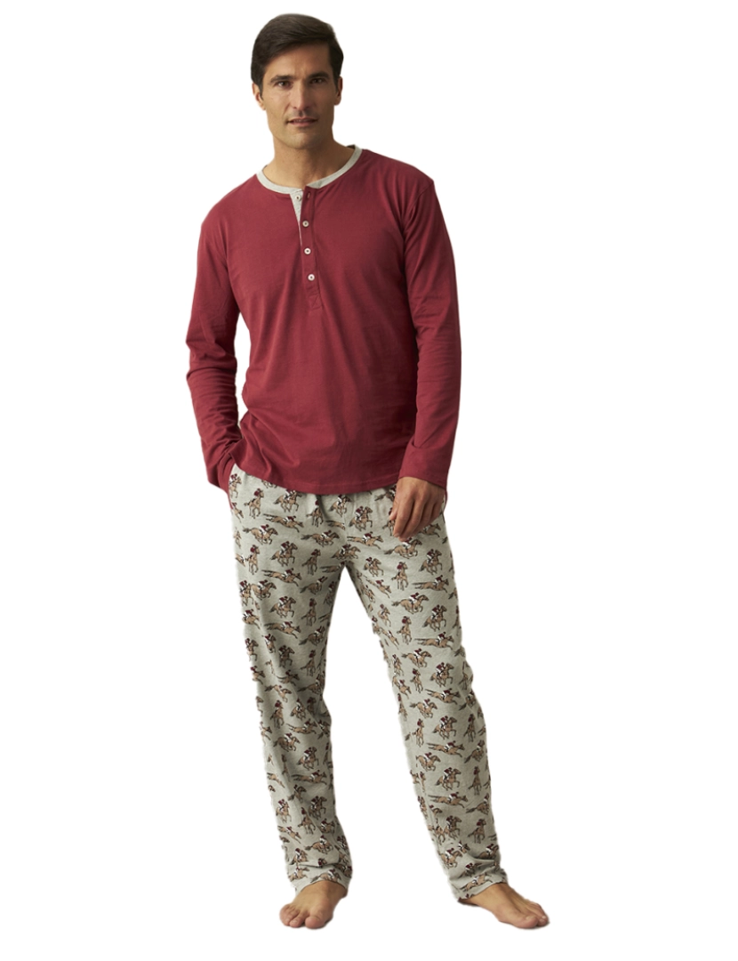 J And J Brothers - Pijama de malha masculina de manga comprida JJBCP5200