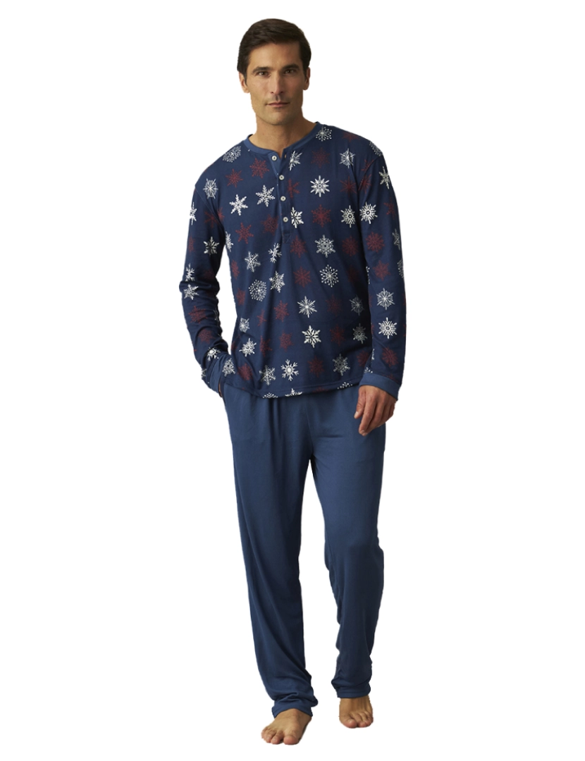 J And J Brothers - Pijama de malha masculina de manga comprida JJBCP5400